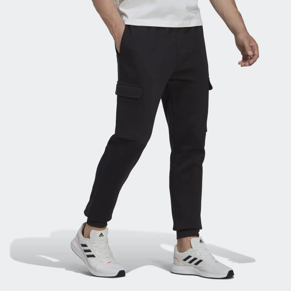 Adidas Essentials Fleece Regular Tapered Cargo Joggers. 3