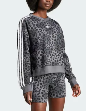 Adidas Originals Leopard Luxe Trefoil Crew Sweatshirt