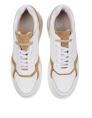 Beyaz Casual Bağcıklı Deri Sneaker