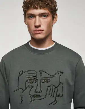 Embroidered detail cotton sweatshirt