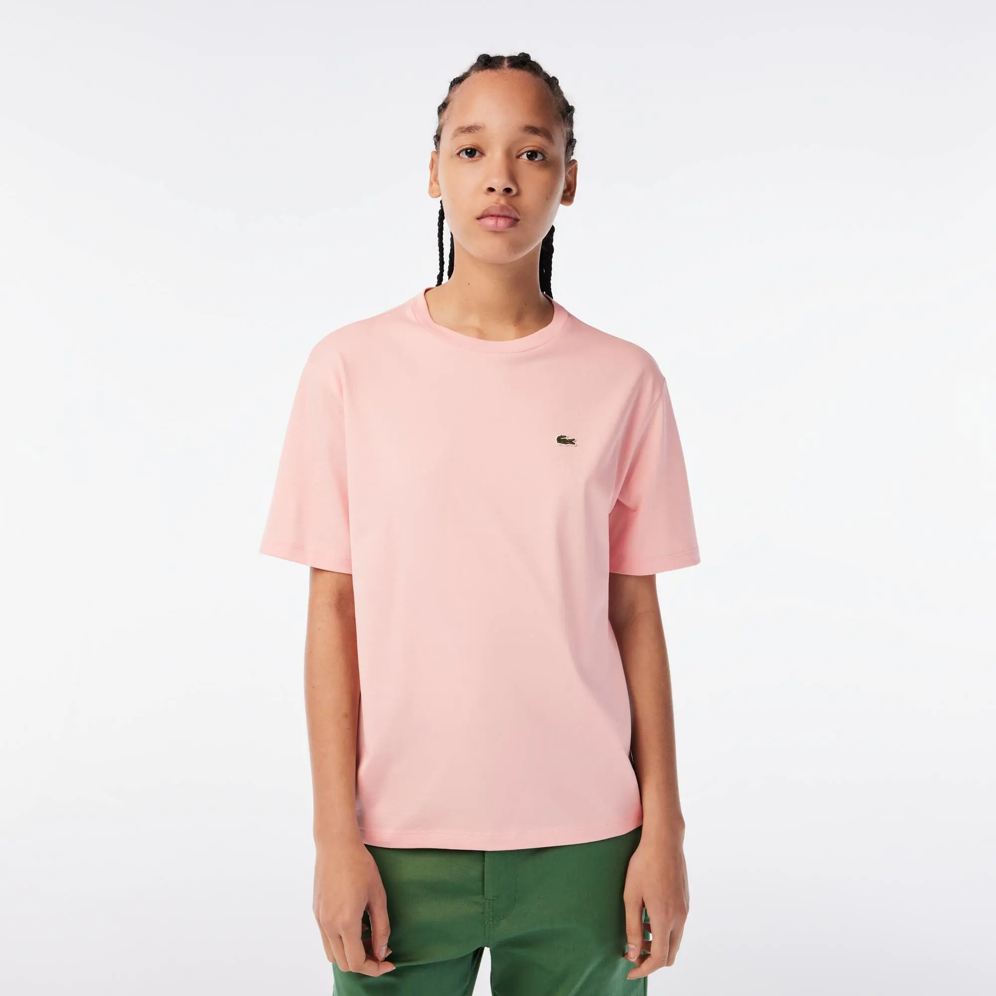 Lacoste T-shirt em algodão premium com decote redondo para Mulher. 1