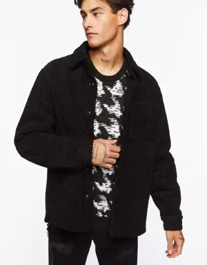 Forever 21 Faux Shearling Button Up Jacket Black