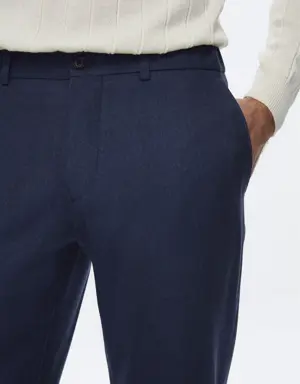 Damat Regular Fit Lacivert Düz %100 Yün Chino Pantolon