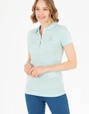 Kadın Su Yeşili Polo Yaka Basic T-Shirt