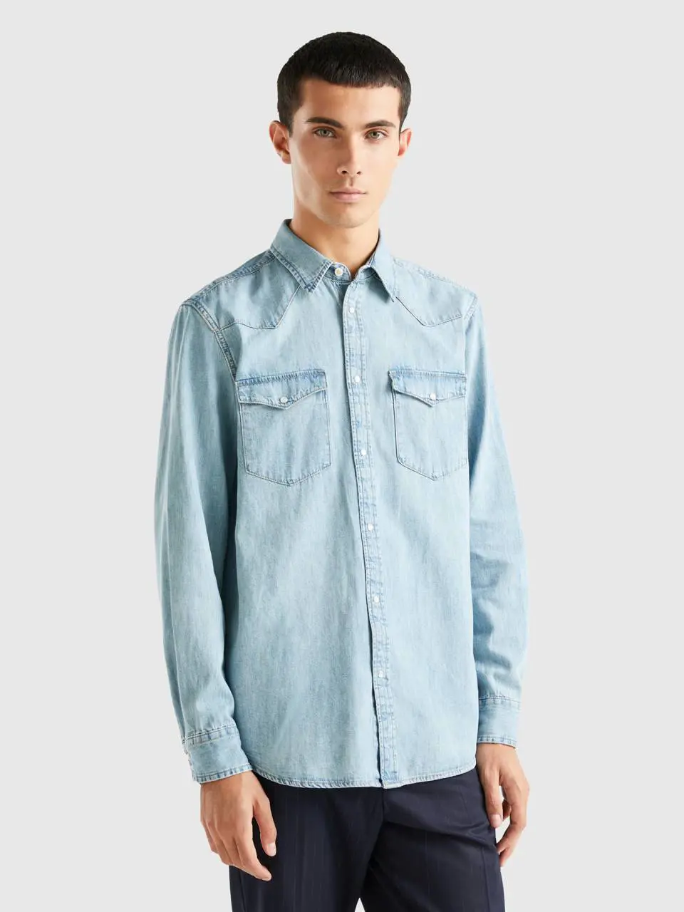 Benetton regular fit denim shirt. 1