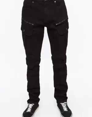 Forever 21 Zippered Slim Fit Jeans Black