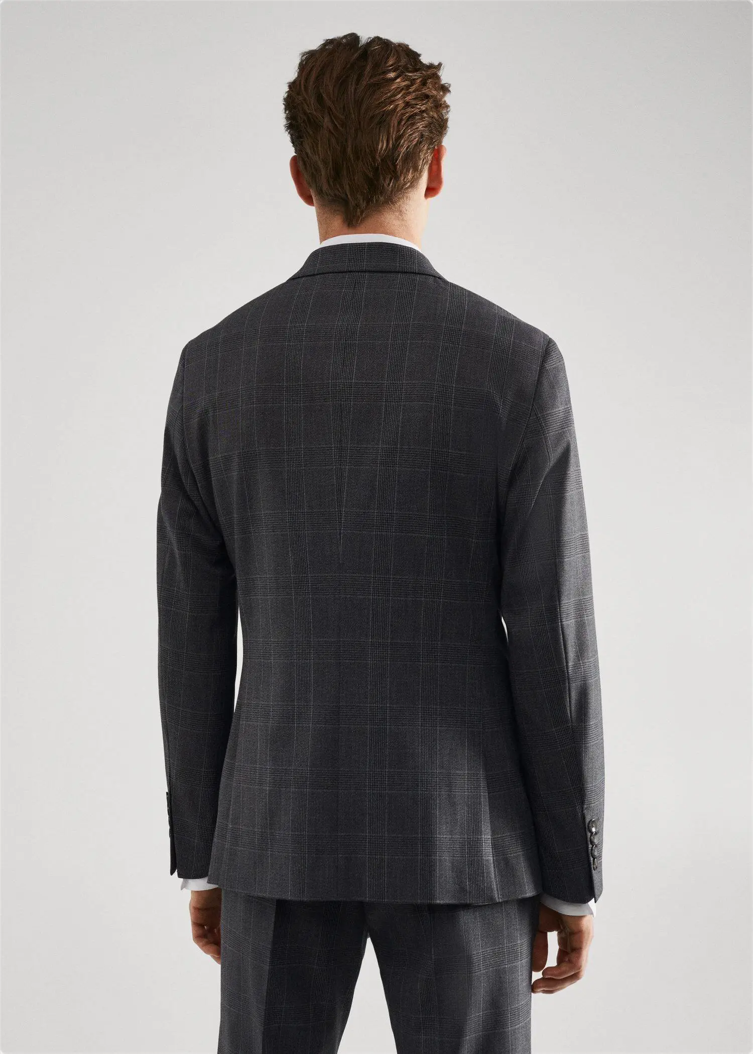 Mango Super slim-fit check suit blazer. 3