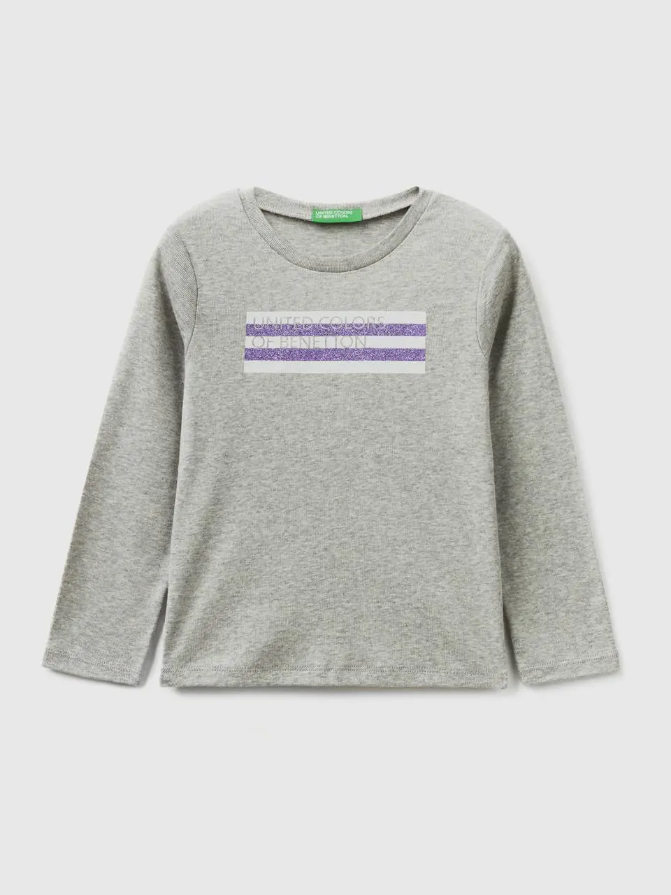 Benetton long sleeve t-shirt with glitter print. 1