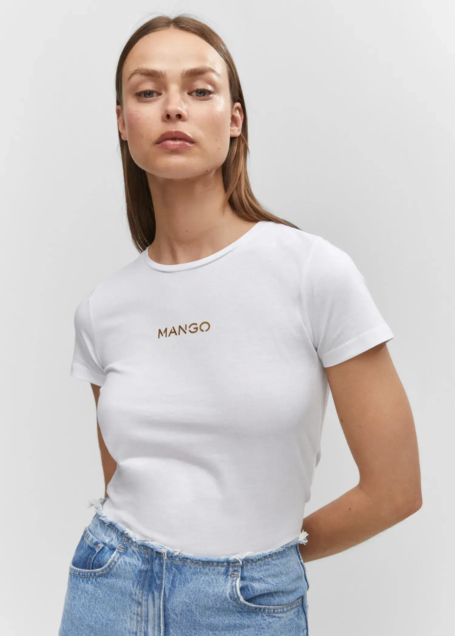 Mango T-shirt logotipo metalizado. 1