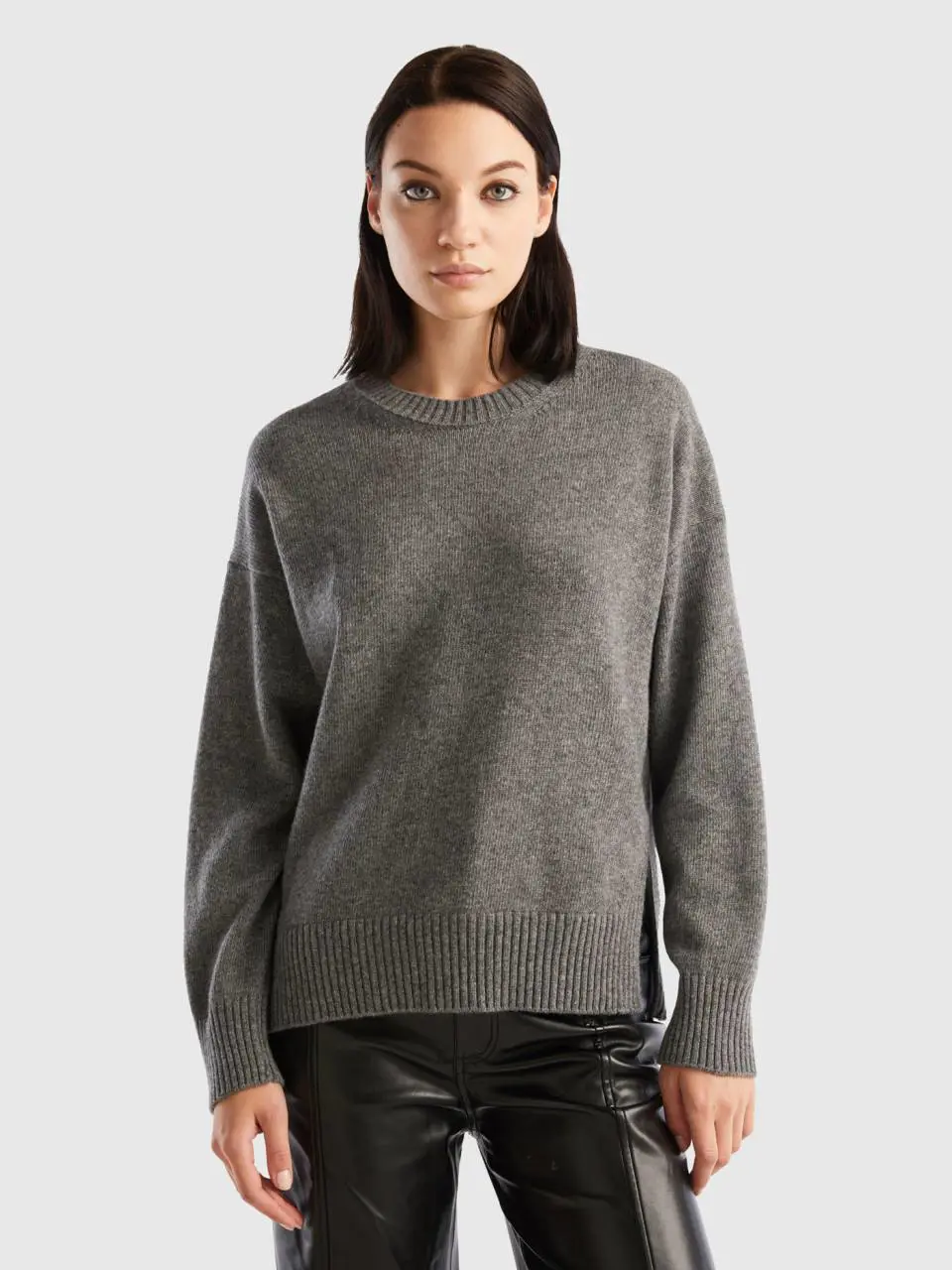 Benetton boxy fit sweater in wool blend. 1