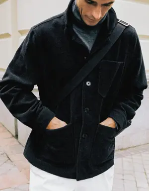Double-faced wool overshirt with pockets