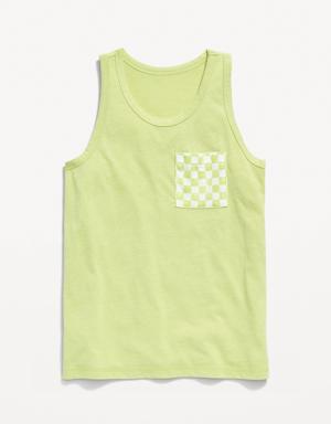 Softest Printed-Pocket Tank Top for Boys green