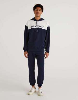 Erkek Lacivert Kapüşonlu Pantone Sweatshirt