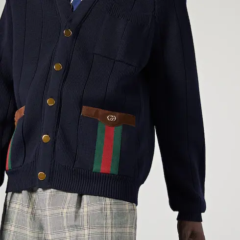 Gucci Knit wool blend cardigan with Web. 3