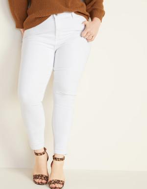 Mid-Rise Distressed Rockstar Super Skinny White Ankle Jeans for Women white