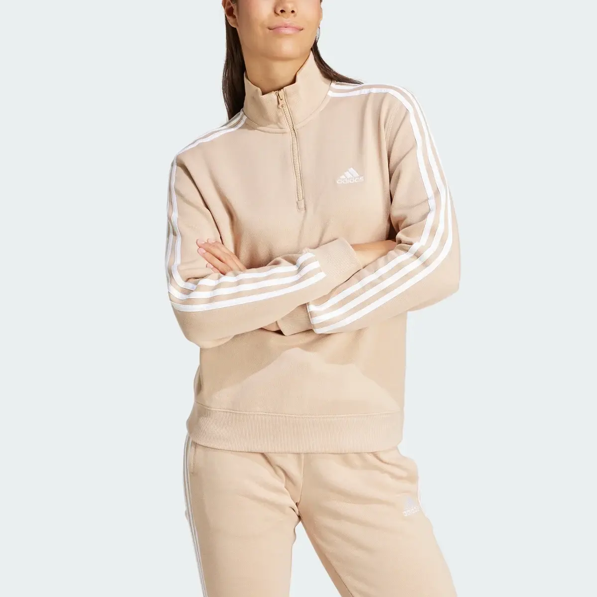 Adidas Sudadera Essentials Quarter-Zip 3 bandas. 1