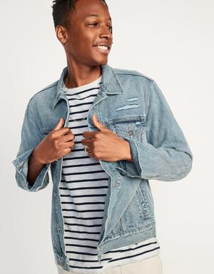 Distressed Non-Stretch Jean Jacket for Men blue