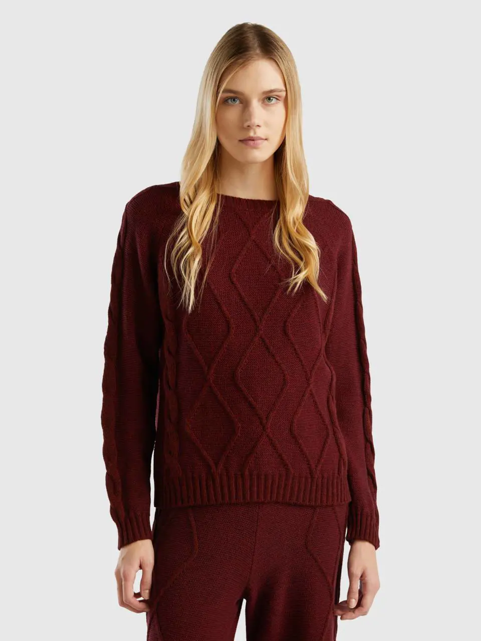 Benetton sweater with cables and diamonds. 1