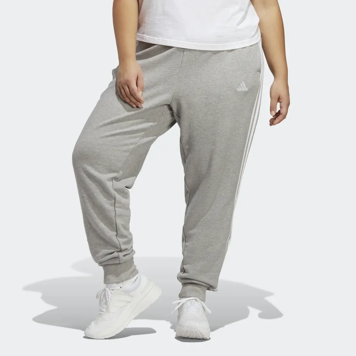 Adidas Essentials 3-Stripes French Terry Cuffed Pants (Plus Size). 1