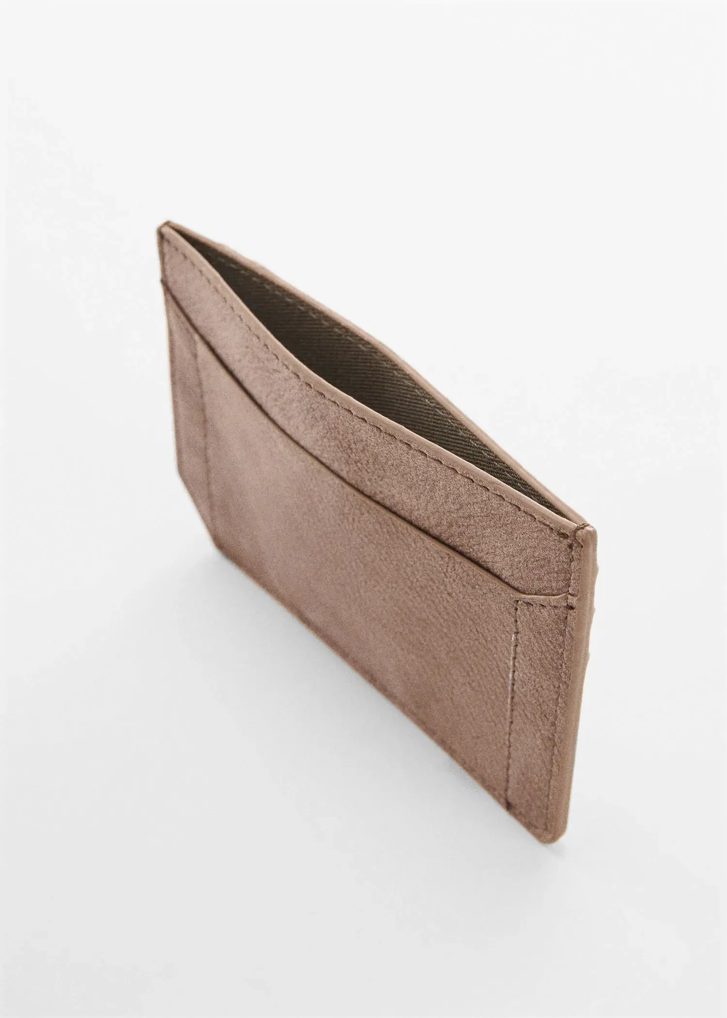 Mango Anti-contactless leather-effect card holder. a close-up of the back of a card holder. 
