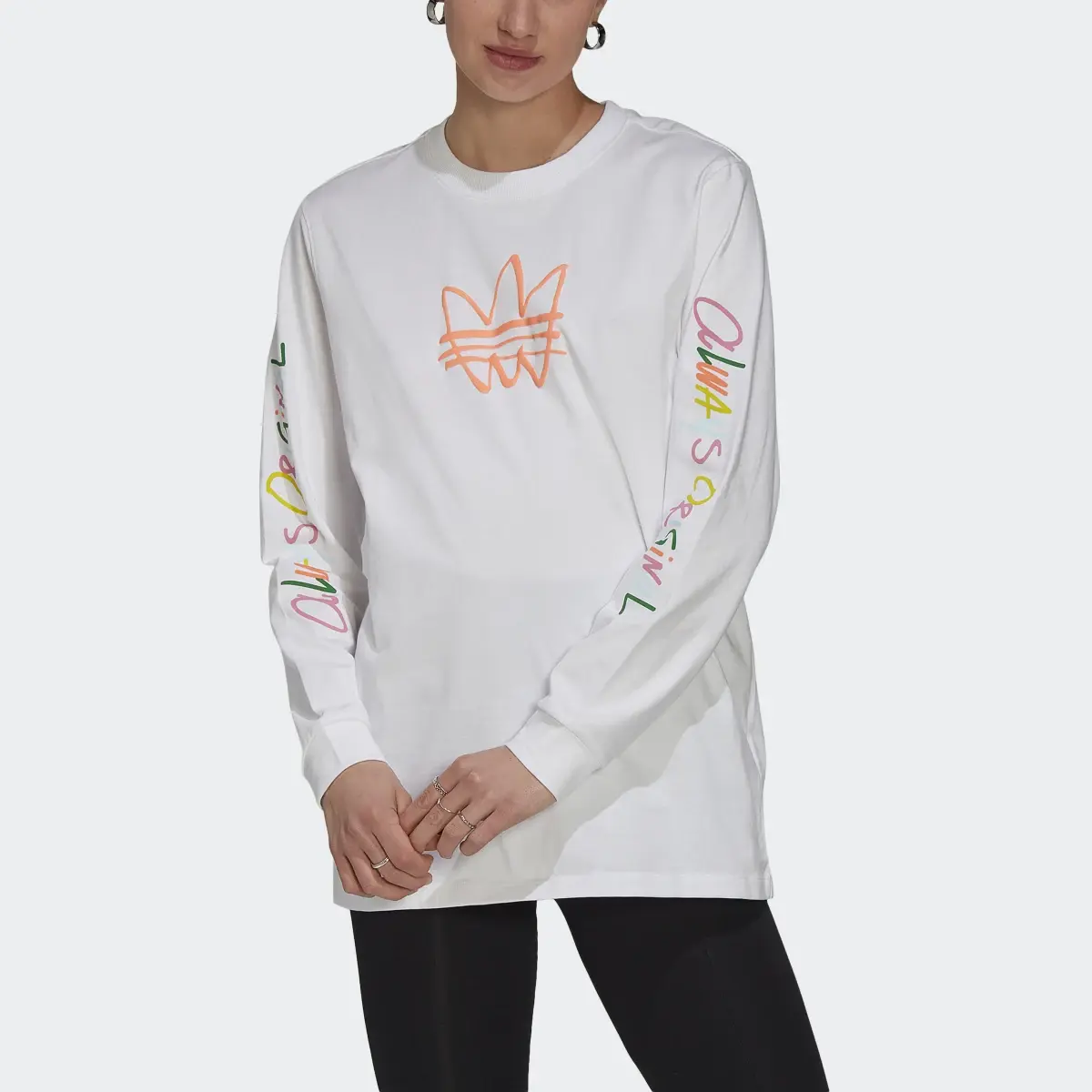 Adidas Always Original Graphic Long Sleeve T-Shirt. 1