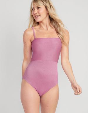 Convertible Metallic Shine One-Piece Swimsuit for Women pink