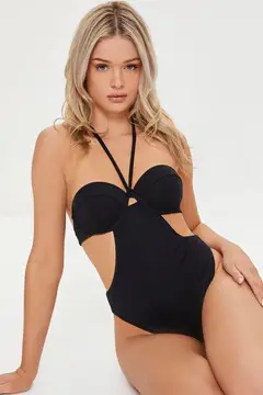 Forever 21 Forever 21 Cutout Underwire One Piece Swimsuit Black. 2