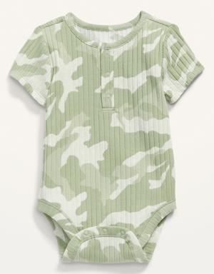 Unisex Short-Sleeve Rib-Knit Henley Bodysuit for Baby multi
