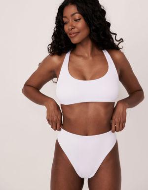 La Vie en Rose WHITE RIB Recycled Fibers High Waist Thong Bikini Bottom. 3 La Vie en Rose WHITE RIB Recycled Fibers High Waist Thong Bikini Bottom. 3
