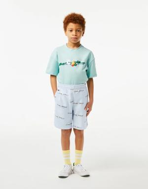 Boys’ Lacoste Shorts in Printed Organic Cotton Flannel