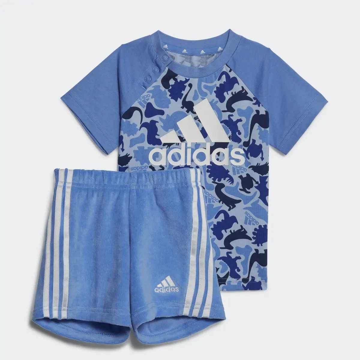 Adidas Conjunto Estampado de Playera y Shorts Dino Camuflaje. 1