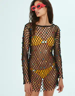 Mesh dress with bead detail
