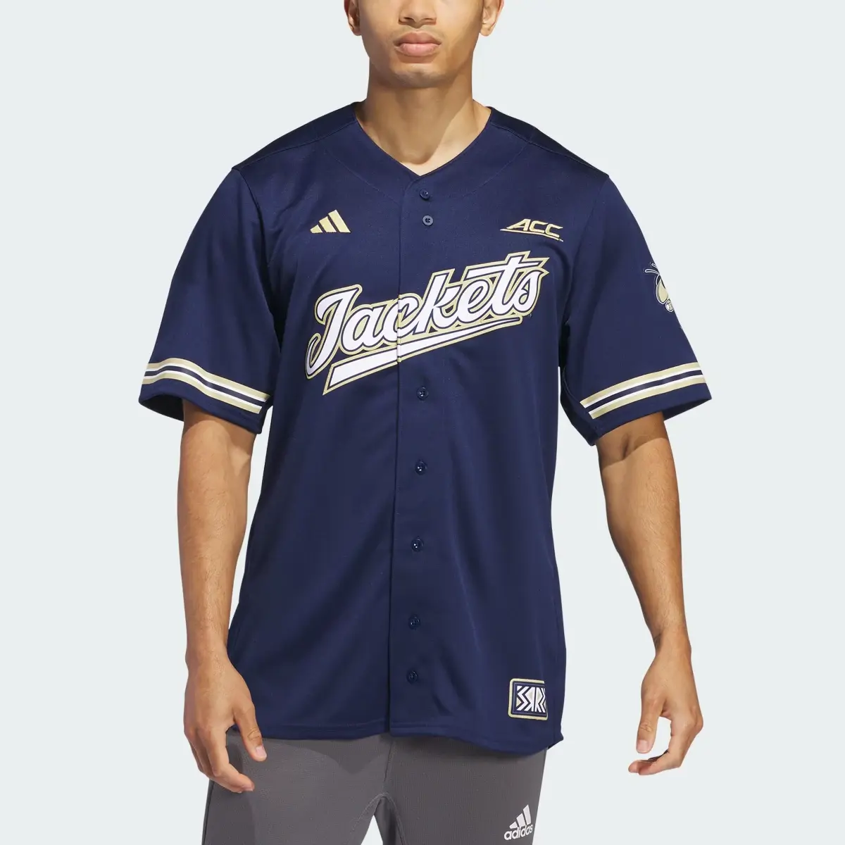 Adidas Georgia Tech Reverse Retro Replica Baseball Jersey. 1