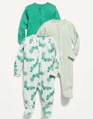 Old Navy Unisex 1-Way Zip Sleep & Play One-Piece 3-Pack for Baby green