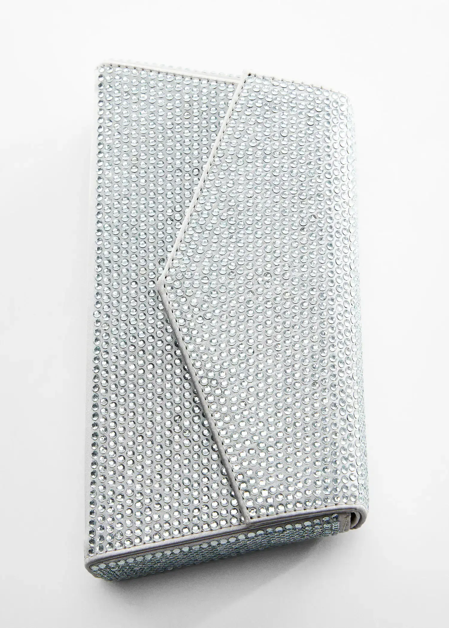 Mango Chain bag with crystals. a silver wallet with a diamond pattern on it. 