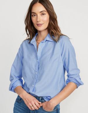 Classic Button-Down Shirt for Women blue