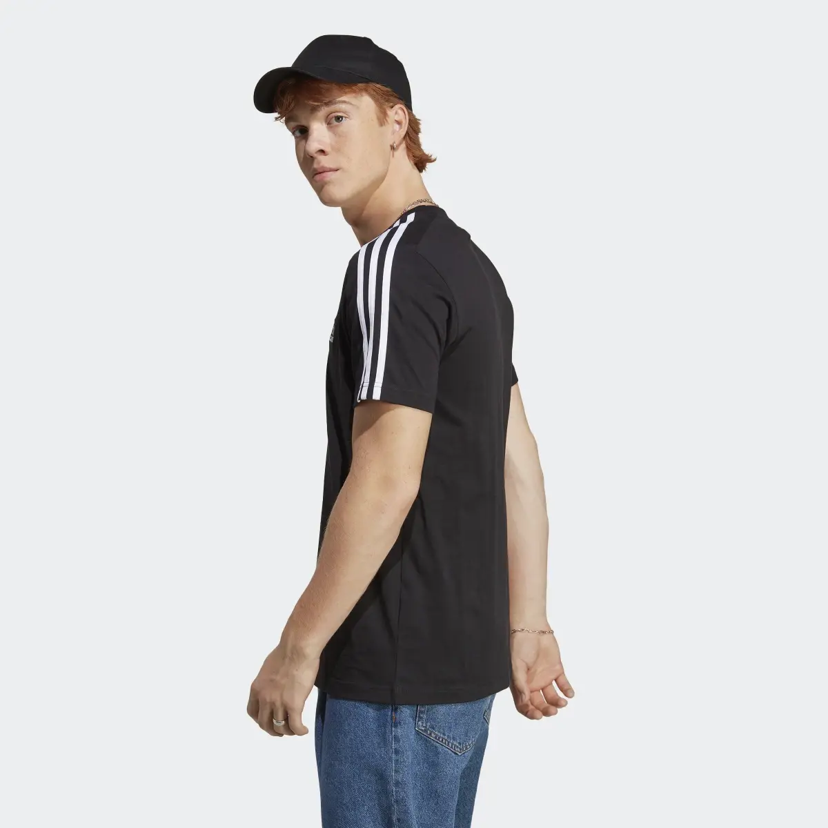 Adidas Essentials Single Jersey 3-Stripes Tişört. 3