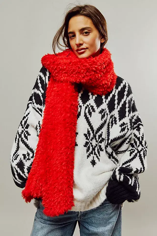 Free People Ever After Faux Fur Blanket Scarf. 1