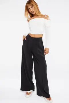 Forever 21 Forever 21 High Rise Wide Leg Pants Black. 2