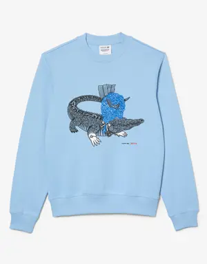Men’s Lacoste x Netflix Organic Cotton Fleece Print Sweatshirt