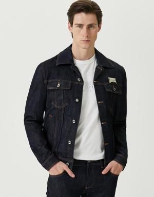 Lacivert Logo Detaylı Denim Ceket