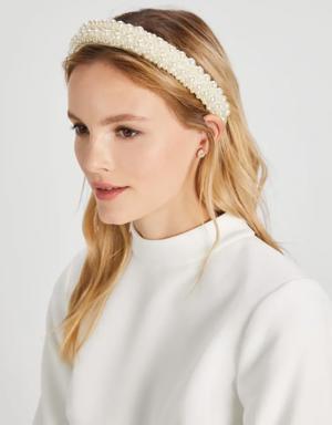 Bridal Pearl Embellished Satin Headband