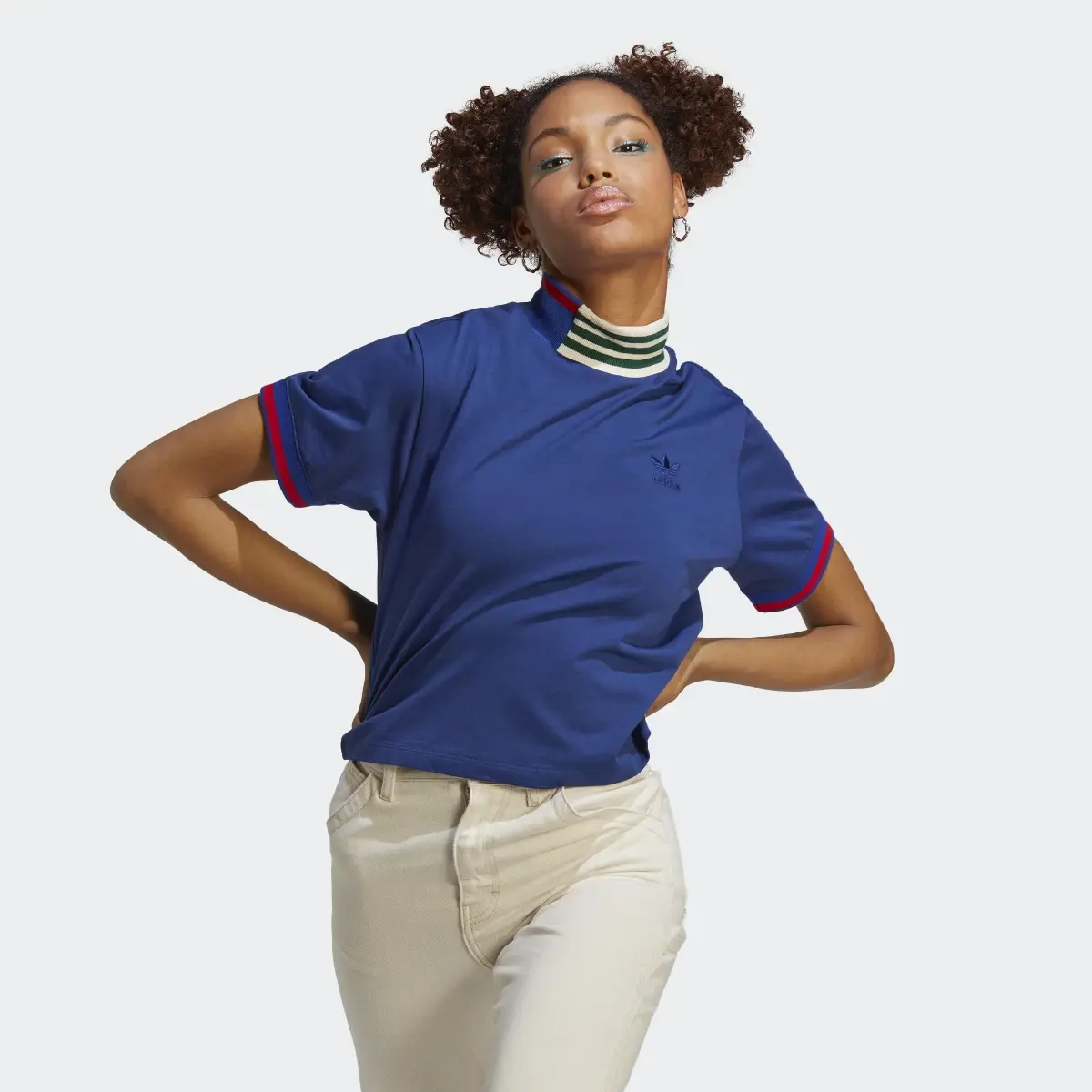 Adidas Rib Collar Crop Tee. 2