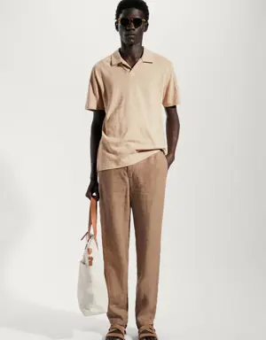 Mango Slim Fit-Poloshirt aus Baumwolle mit Leinen