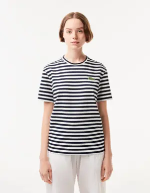 Lacoste Women's Lacoste Loose Fit Striped Cotton Jersey T-Shirt