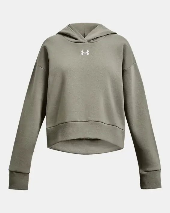 Under Armour Girls' UA Rival Fleece Crop Hoodie. 1