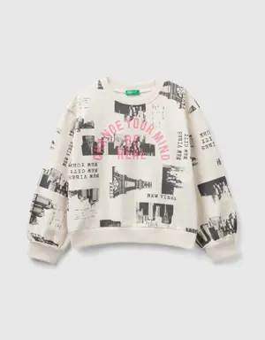 sweatshirt with city print and studs