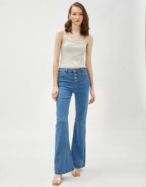 İspanyol Paça Kot Pantolon Yüksek Bel- Victoria Slim Jean