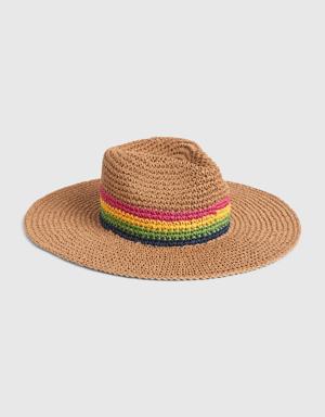 Rainbow Straw Panama Hat multi