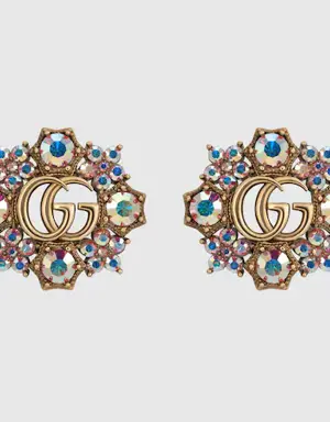 Double G crystal flowers earrings